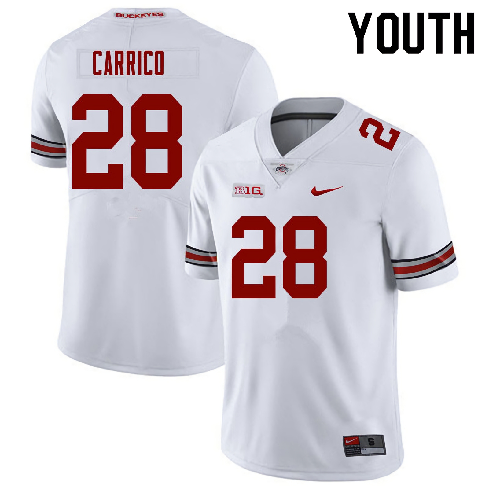 Reid Carrico Ohio State Buckeyes Youth NCAA #28 White College Stitched Football Jersey XIV3756FL